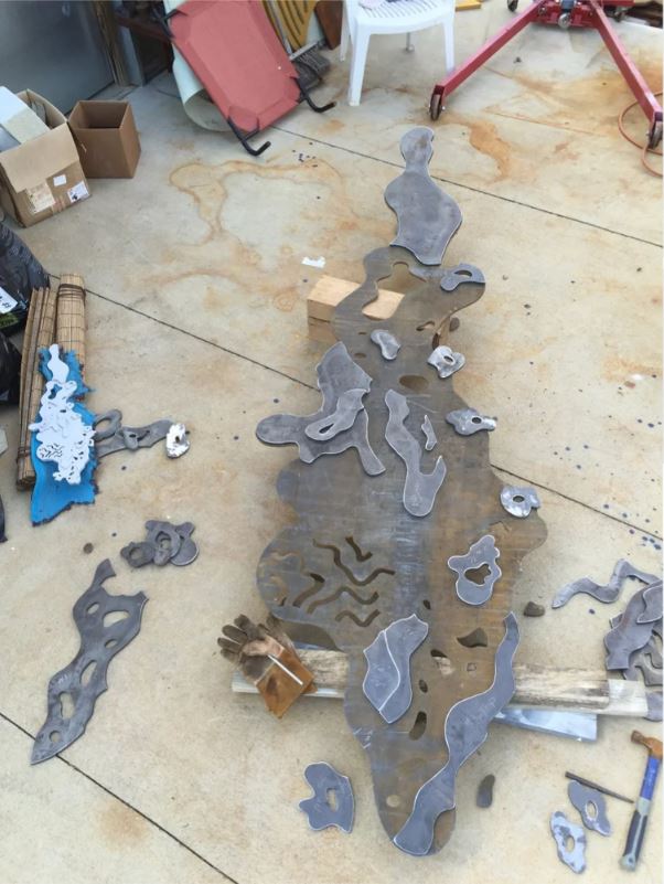 Steve Bickley sculpture in progress — raw metal fabrication