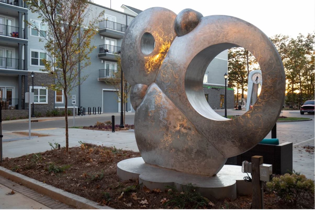 Steve Bickley — Skycloud sculpture, stainless steel freestanding outdoor piece